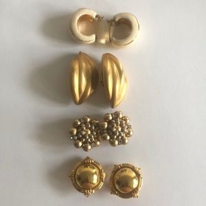 Vintage earrings = four pair clip ons